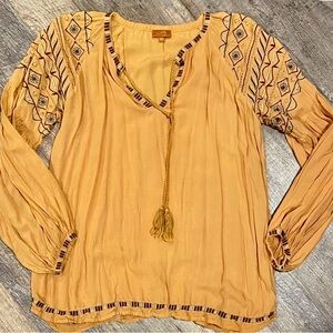Scully Mustard Embroidered Blouse